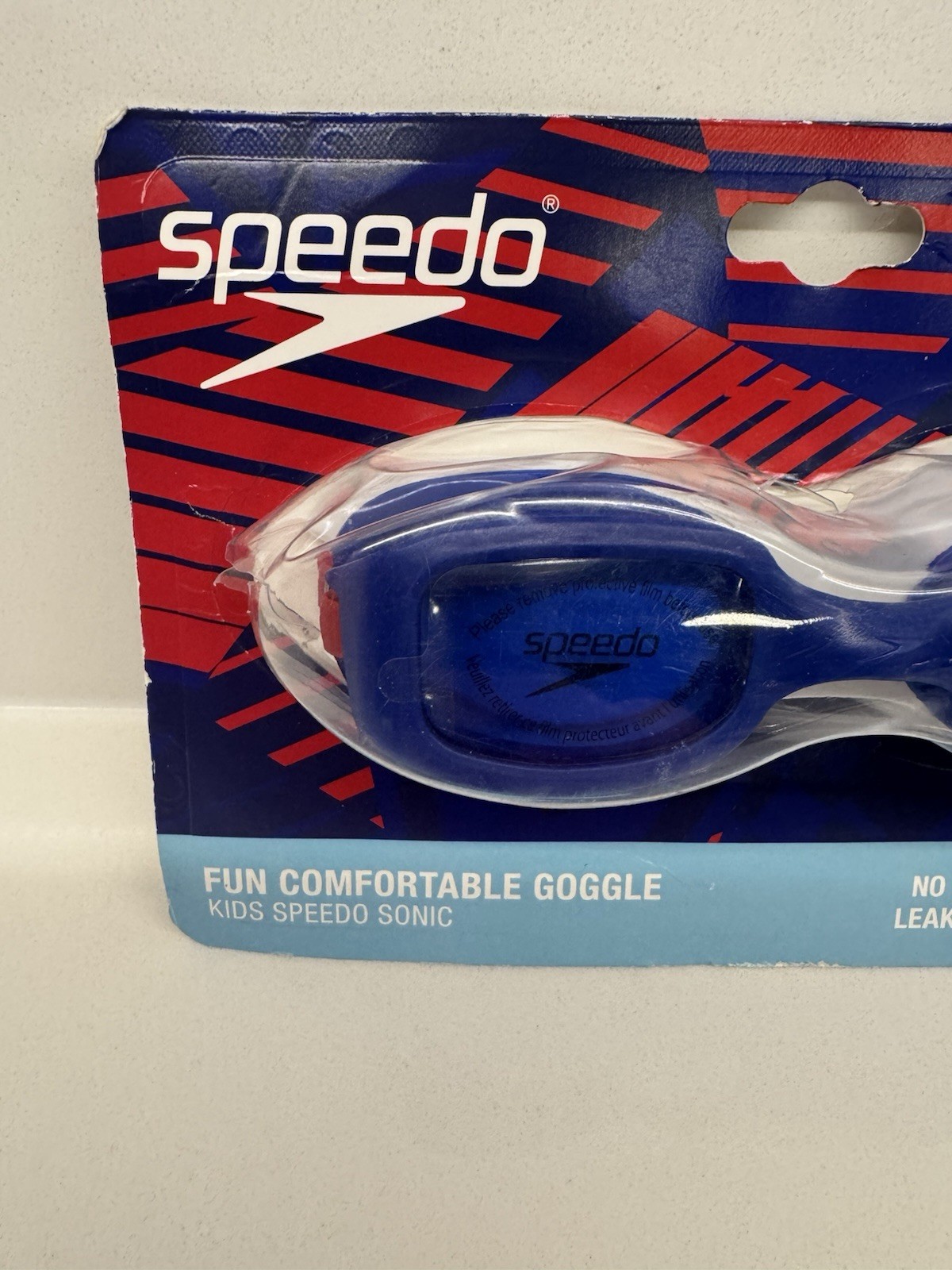 Speedo Kids’ Sonic Swim Goggles Age 3-6 blue red new sealed no leak water sport