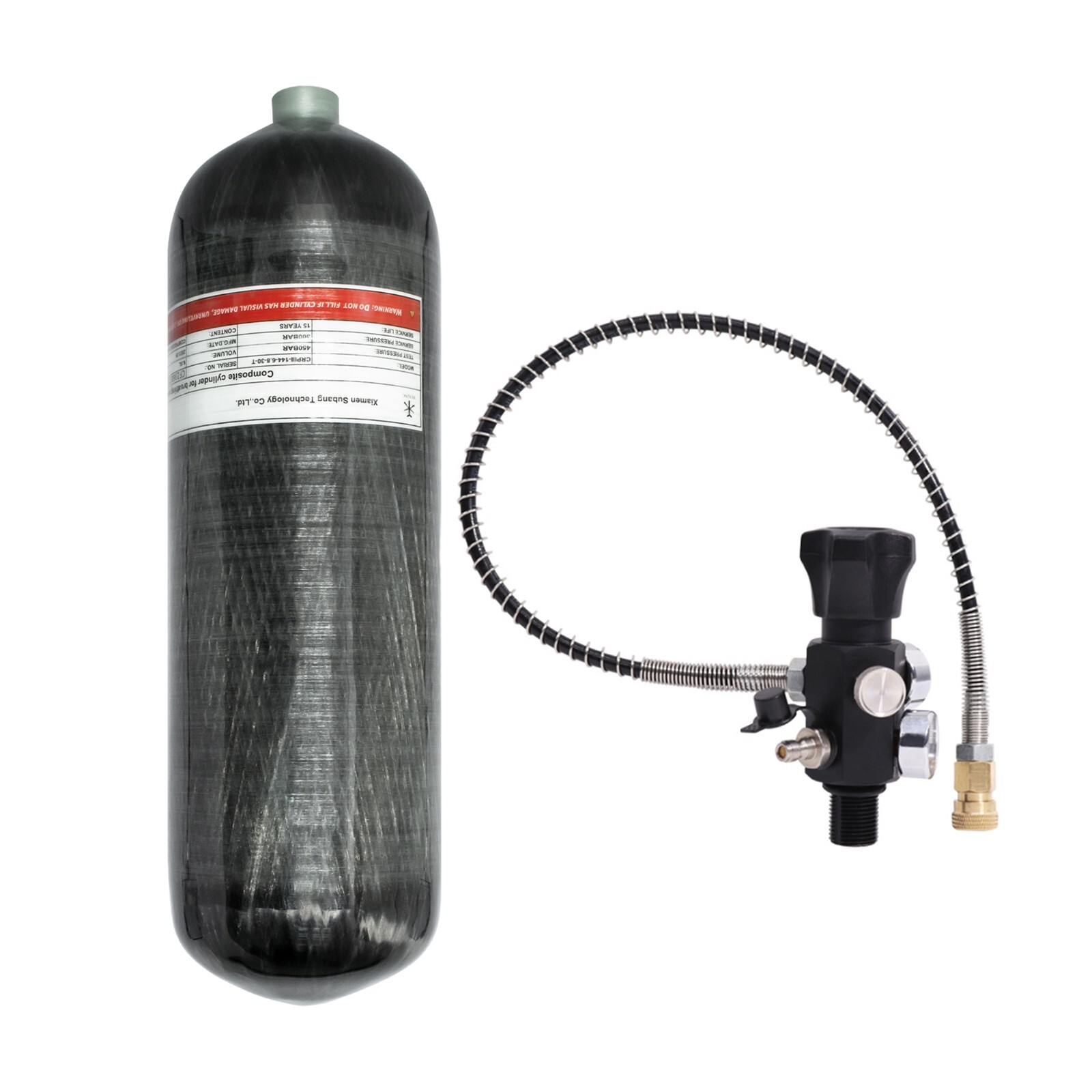 TUXING 4500 Psi Pcp Air Tank 6.8L Carbon Fiber HPA Tank with dual gauge valve