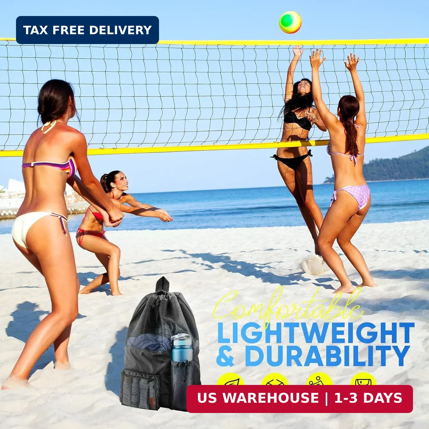 HOHOM Swim Mesh Beach Bag, Waterproof Gym Bags for Women and Men, Large Pool Bag