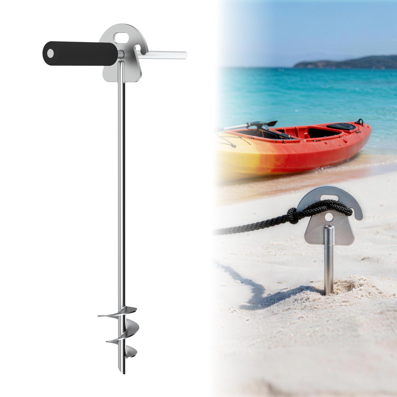 17″ Sand Anchor for Boats, 316 Stainless Steel Screw in Boat Anchor for Beach…