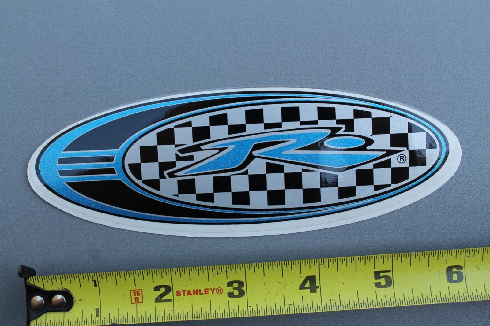 RUSTY Surfboards Black Silver Blue Checkered Flag OG RU1 Vintage Surfing STICKER