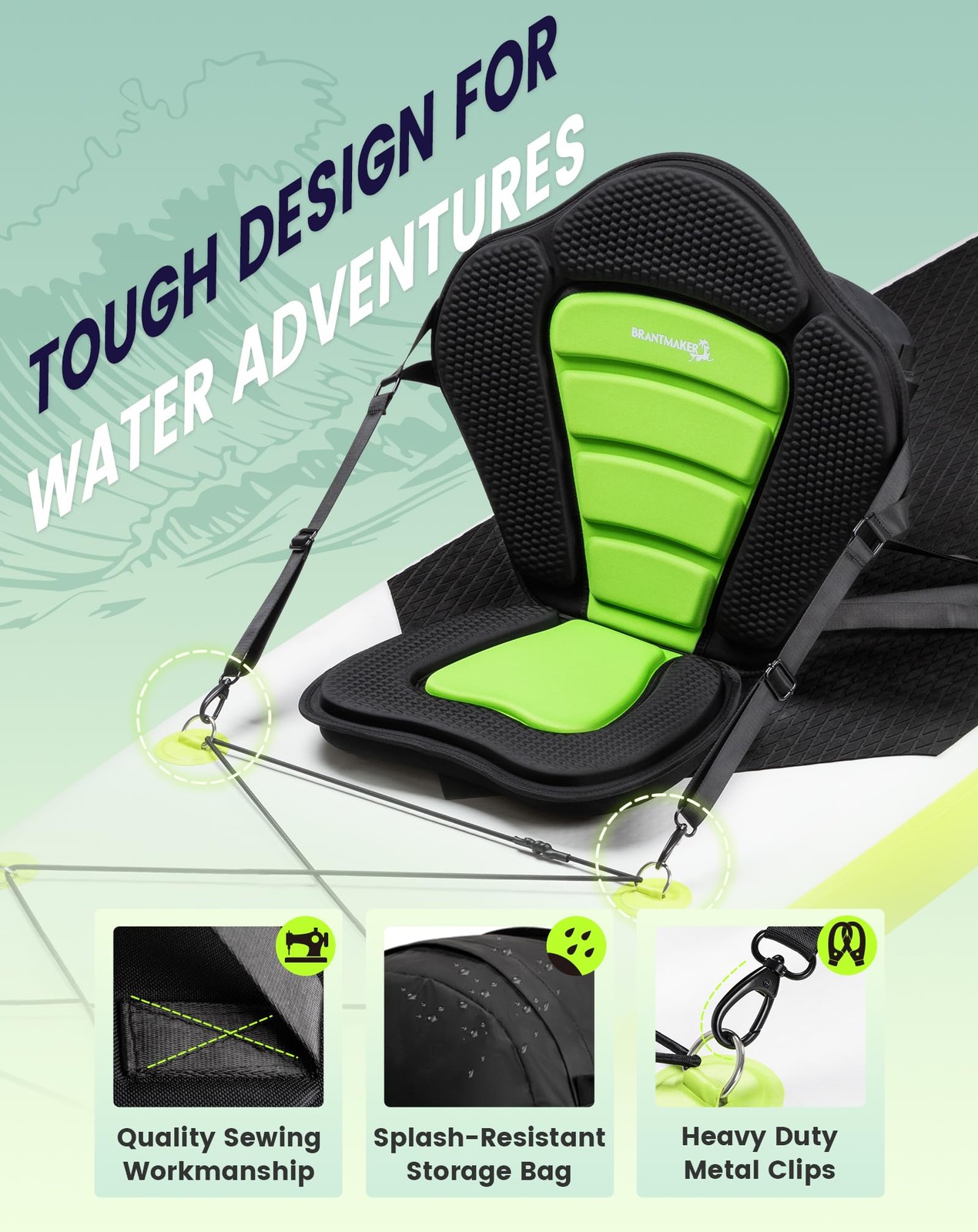 Brantmaker Kayak Seats Back Support Paddle Board Seat 132Lbs Capacity Universal