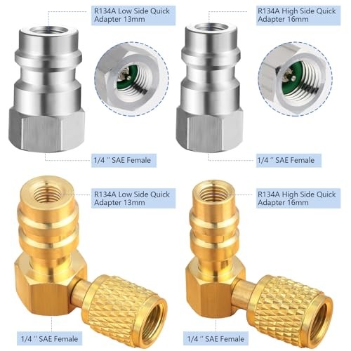 8 Pcs R12 to R134a Conversion Kit 90° High and Low Side R12 to R134a Retrofit
