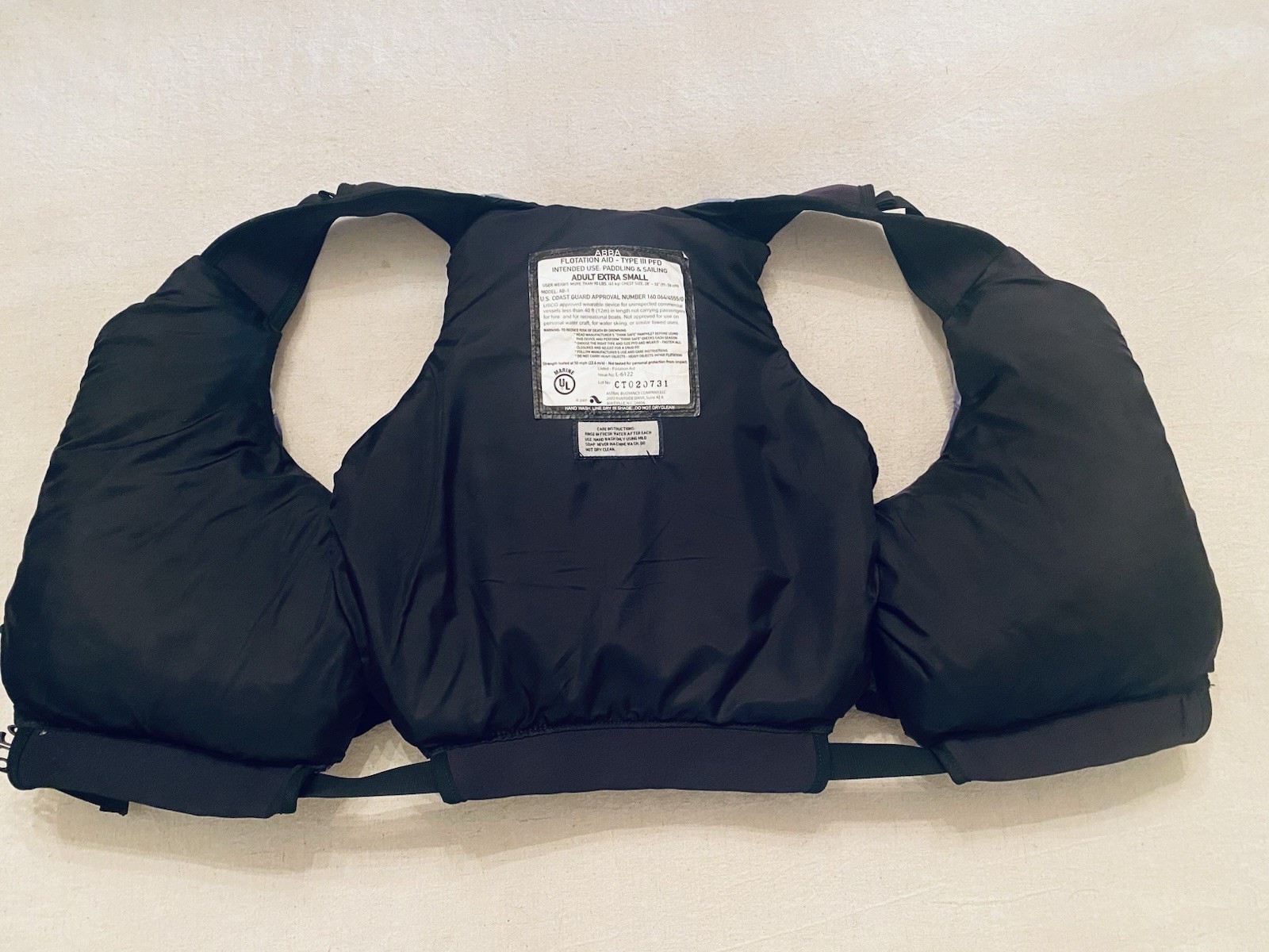 Astral AB-1 Type III PFD Flotation Aid Life Jacket Vest Adult XS Blue/Gray