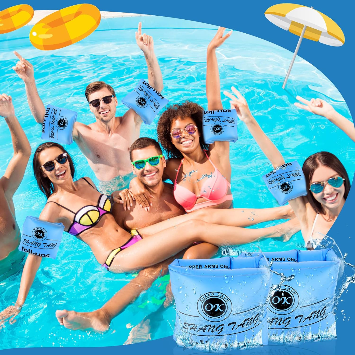 2 Pack Arm Floaties for Adults and Kids, Water Wings Inflatable Arm Swimming