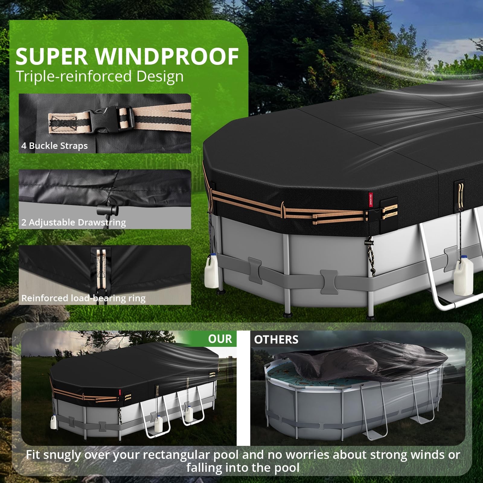 12×20 Ft Oval Pool Cover for Bestway/Intex/Coleman Frame Oval Pool, [Excellen…
