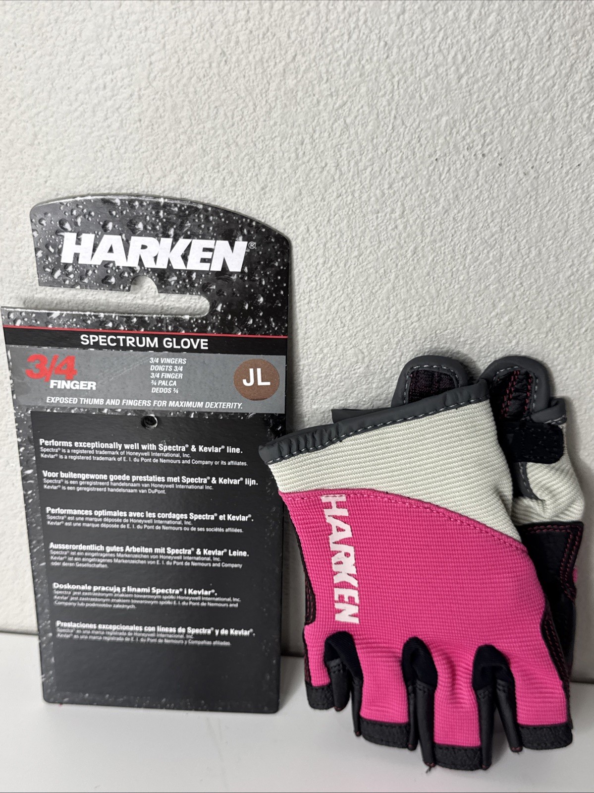 New Harken Spectrum Sailing Gloves Pink 3/4 Finger Junior Large JL