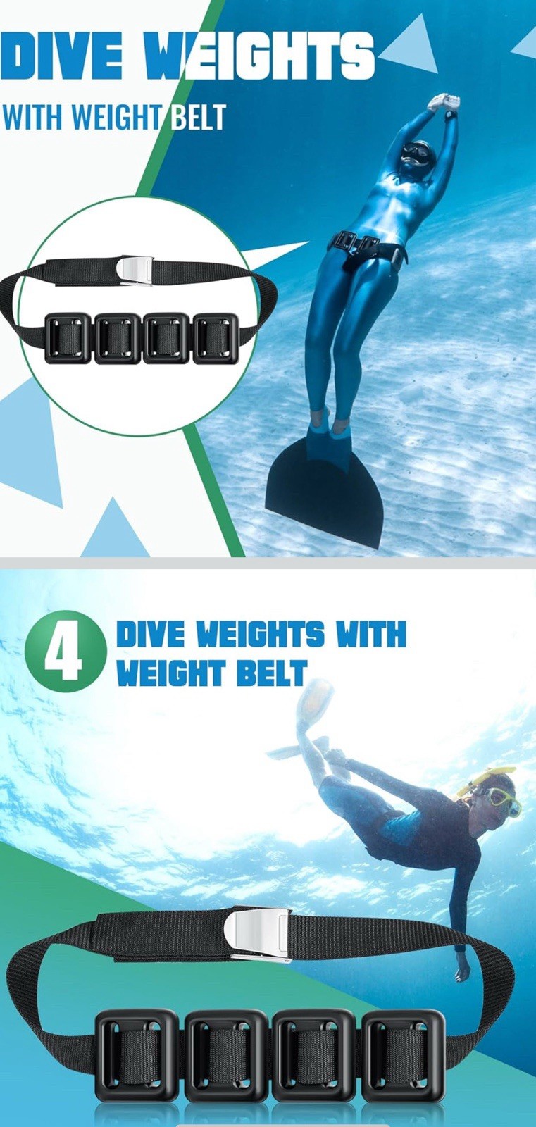 4 Pcs Dive Weights Belt for Scuba Diving Coated Dive Weights Nylon Dive Belt wit