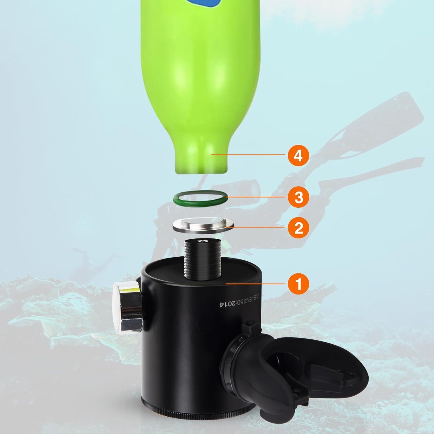 0.5L*2 Bottle Scuba Tank with Pump Reusable Lung Diving Tank Kits 3000PSI Max