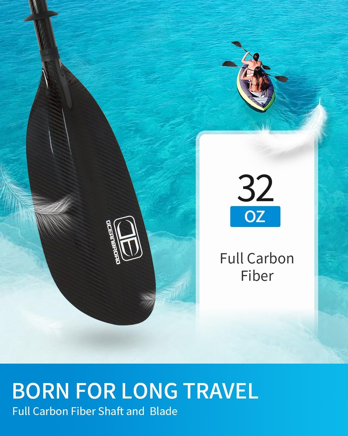 Full Carbon Fiber Adjustable Kayak Paddle, 86in-90.5in/220cm-230cm, 2-Piece, …
