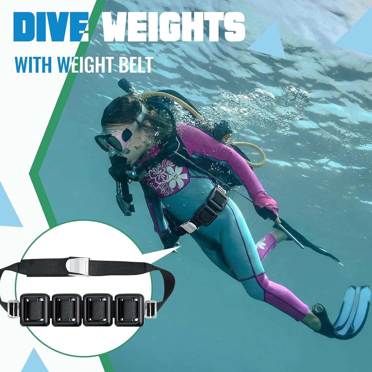Tellegloww 7 Pcs Diving Weight Accessories Belt Kit