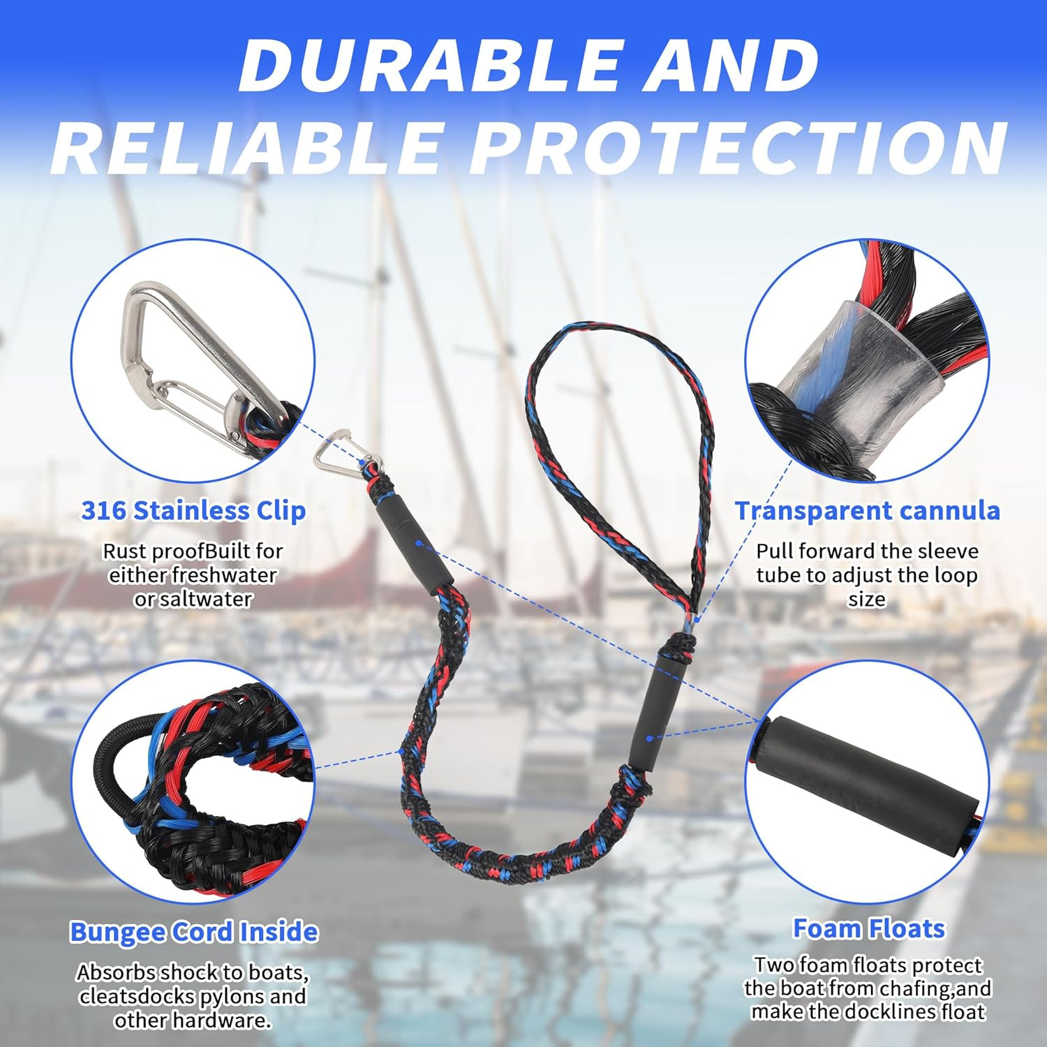 (2-Pack) PWC Jet Ski Bumpers, Boat Fenders with Elastic Cords, Jet Ski Accessori