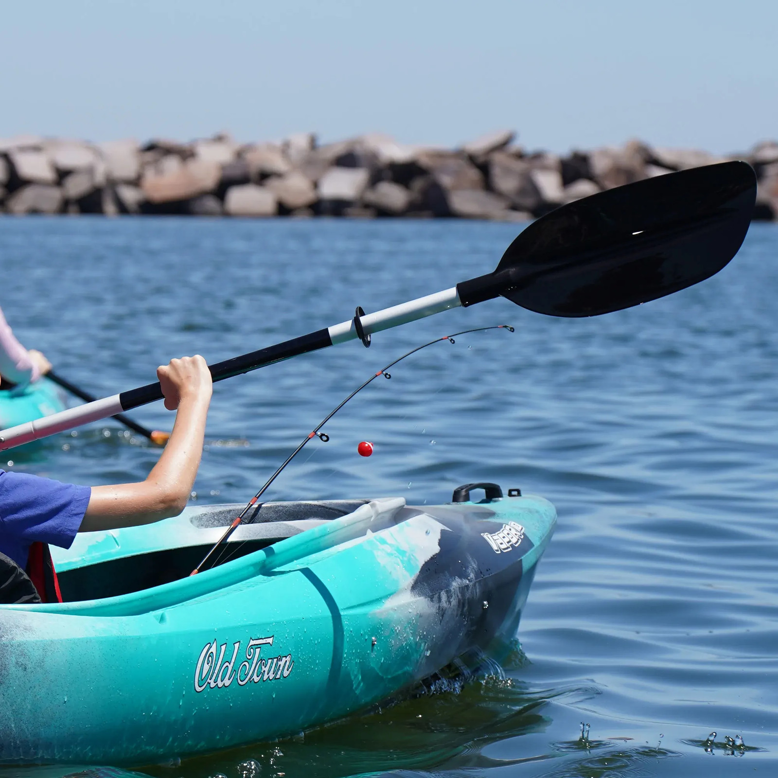 Carlisle Day Tripper Kayak Paddle 220cm Black Silver 2-Piece Aluminum Shaft