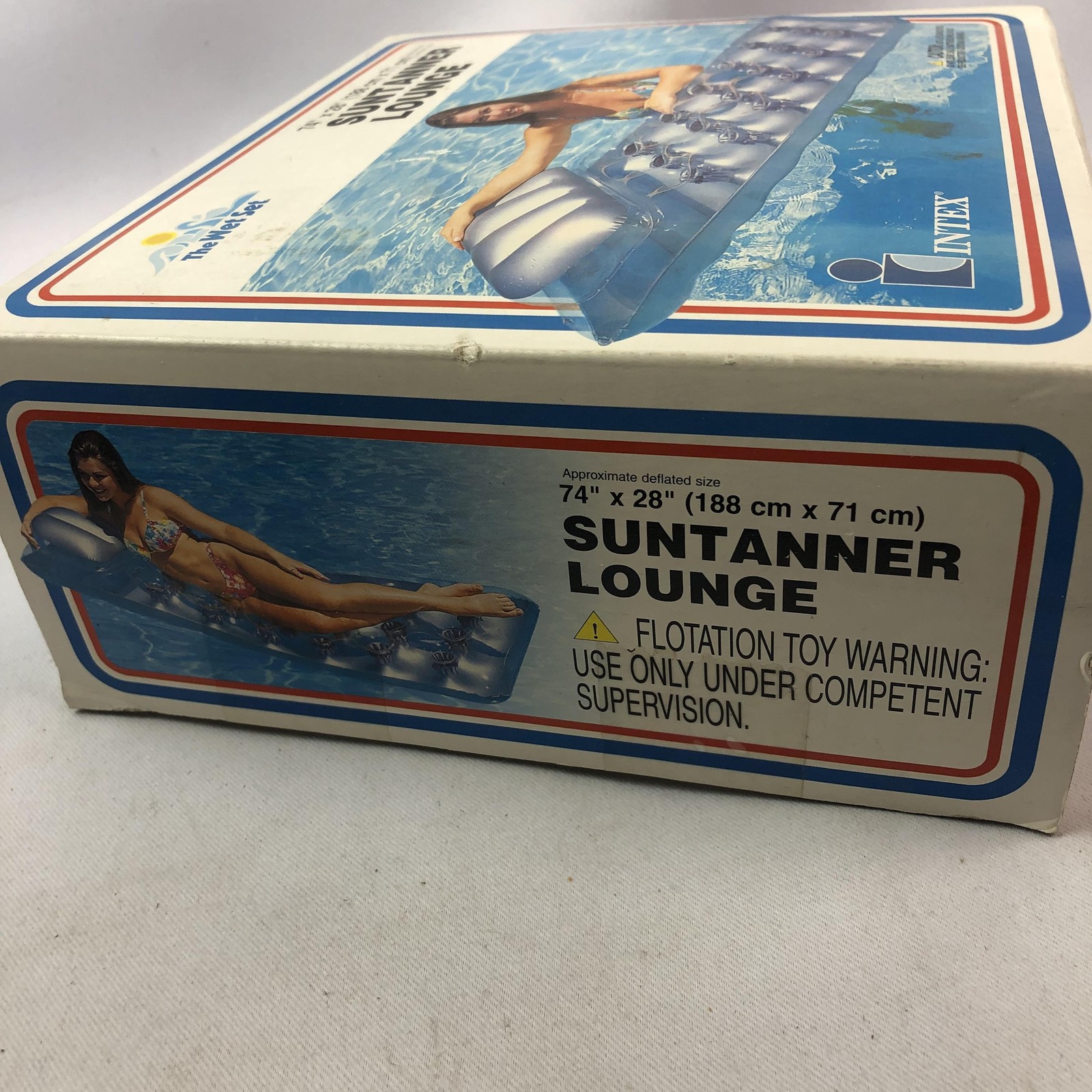 Vintage Intex The Wet Set Suntanner Lounge 74×28 Blue Inflatable Pool Raft 1999