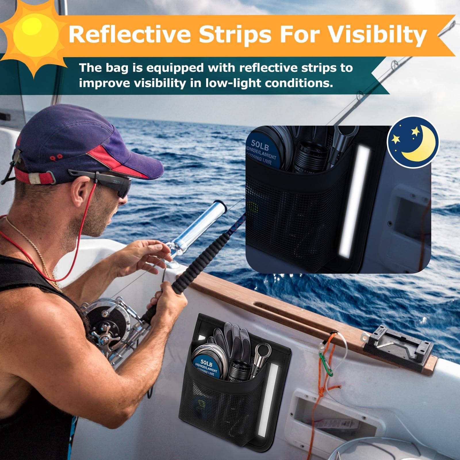 4 PCS Boat Storage Bags 6.5×7.5 Inch SelfAdhesive Mesh Marine Organizer Net