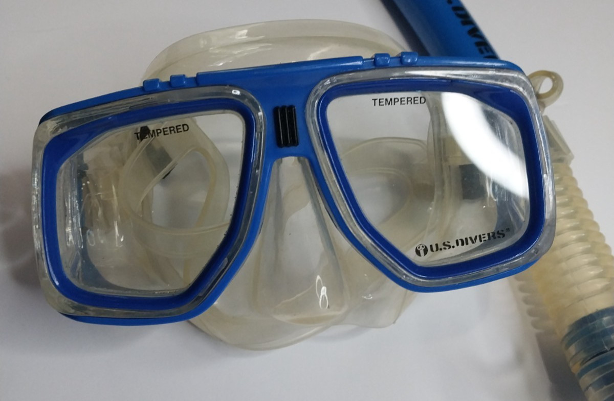 US Divers Pacifica Adult Snorkeling Set Blue Size 8 1/2- 9 1/2 Fins Mask Snorkel