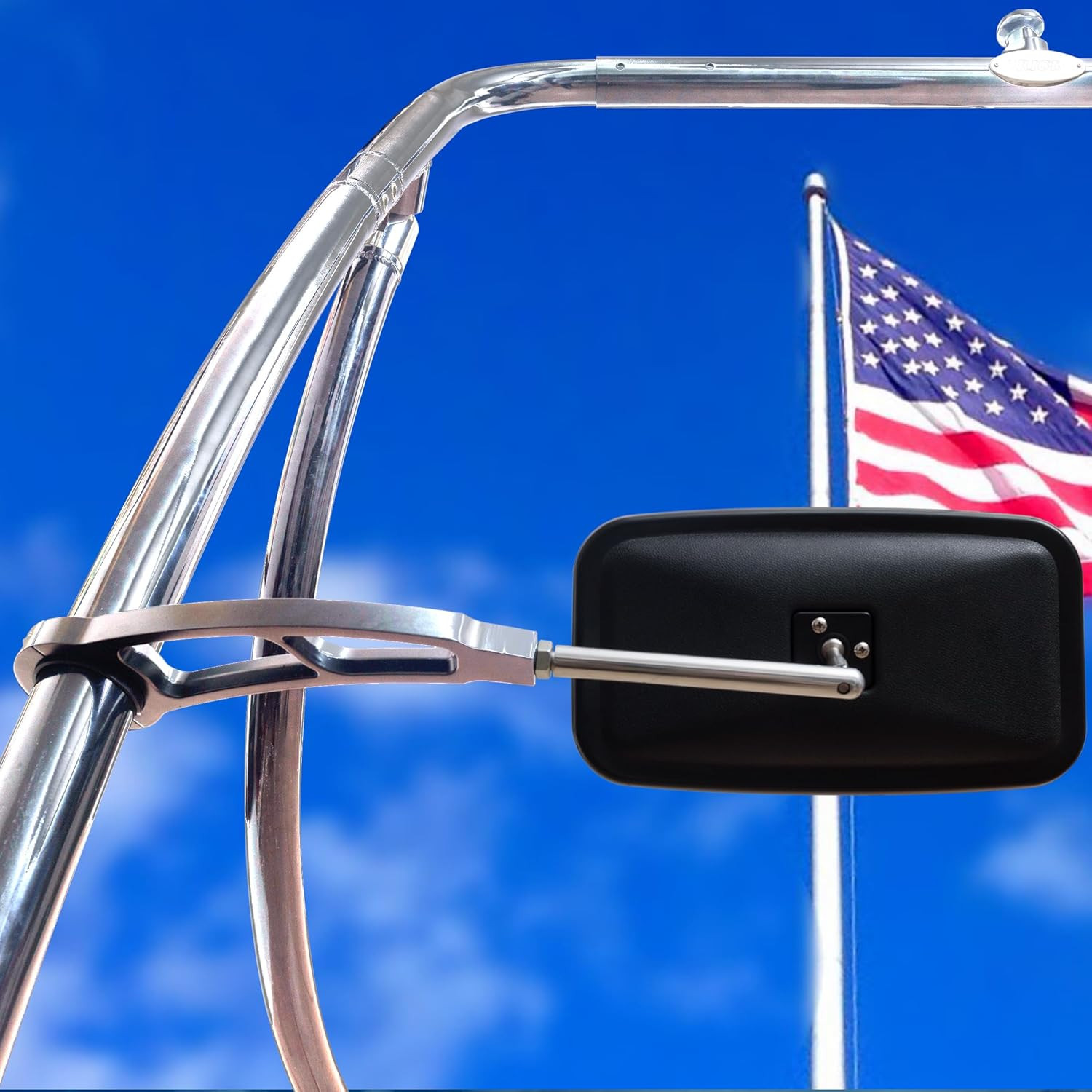 Boat Rear View Mirror Chrome for Wake Towers – Tournament Size 7X13″ Convex, Ant