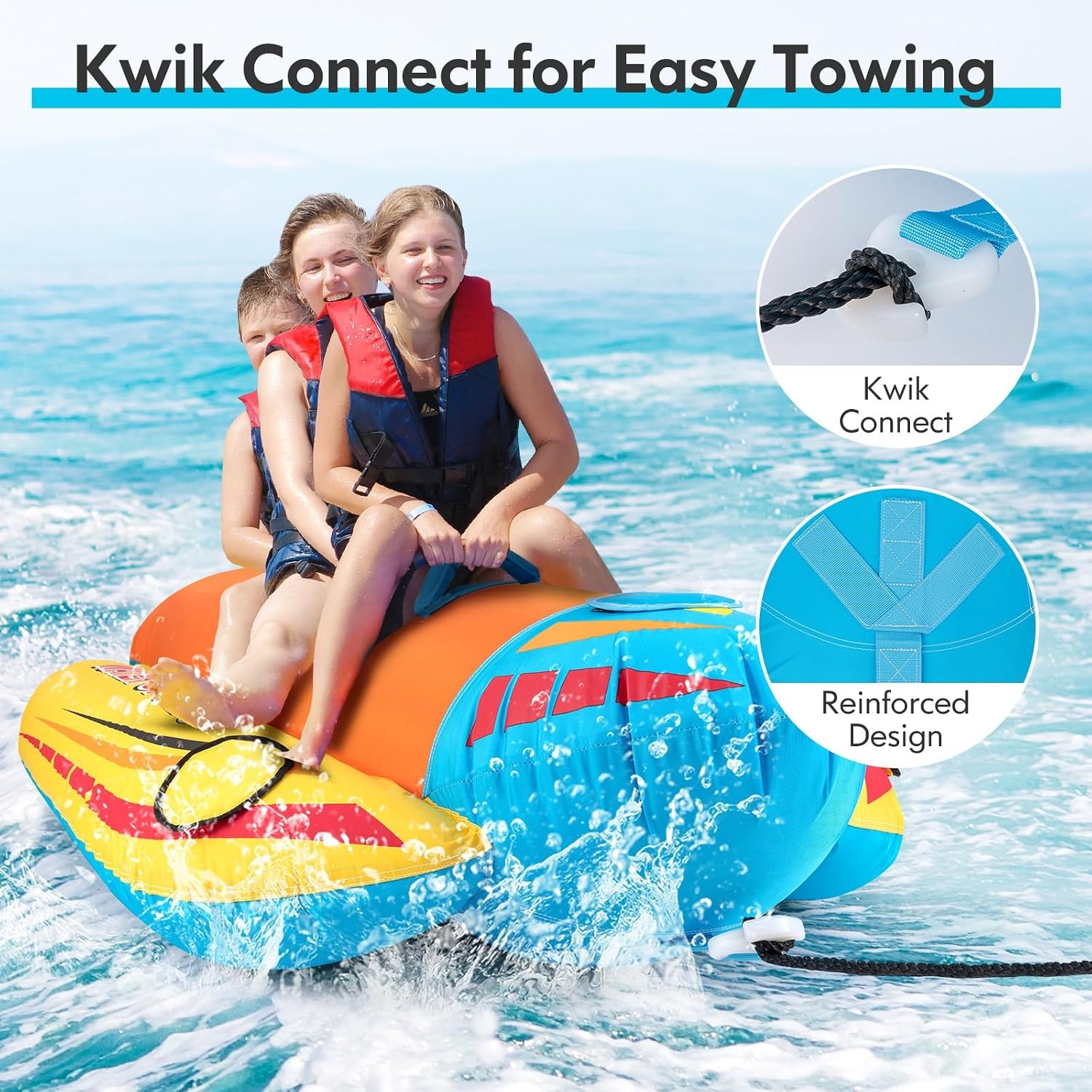 Inflatable Banana Boat Towable Tubes for Boating 3 Person Water Fun Toy