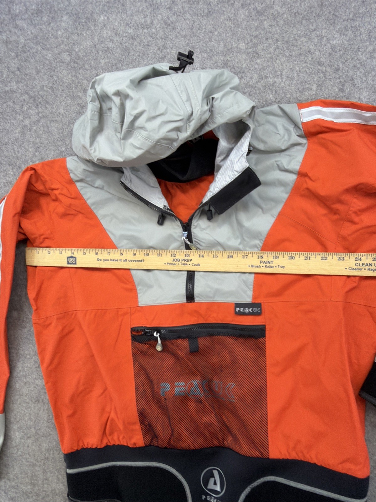 Peak X3 UK Whitewater Kayaking CagouleJacket Orange Grey Waterproof 1/2 Zip EUC