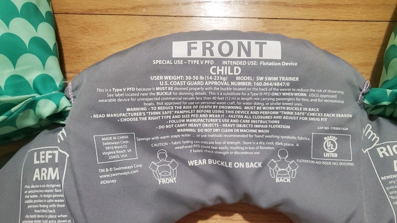 Puddle Jumper Flotation Device Aid Ariel Little Mermaid 30 To 50 Pounds Lbs EUC