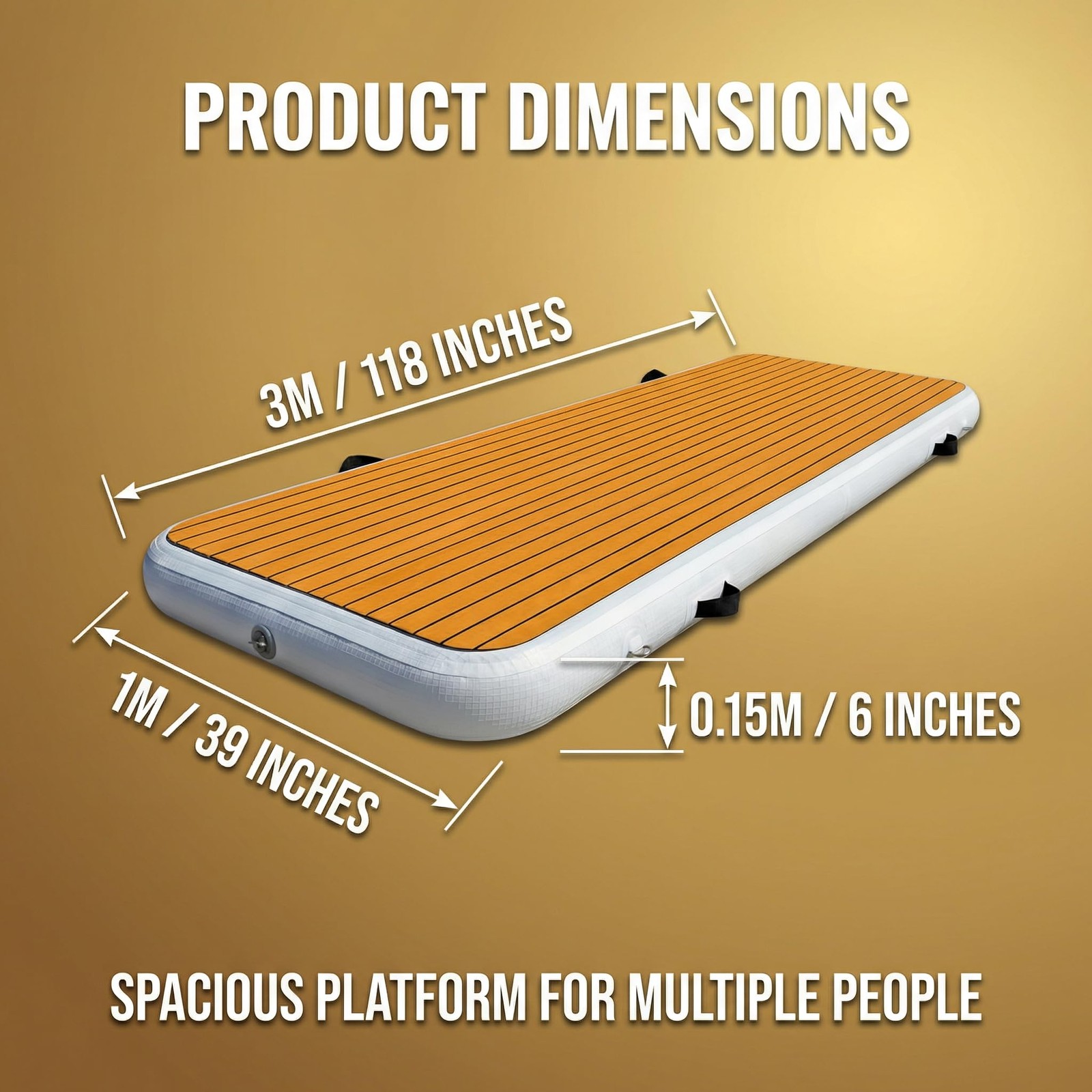 FluxionX Inflatable Dock Platform, 9’10” x 3’3″ x 6″ PVC Floating Water Platform