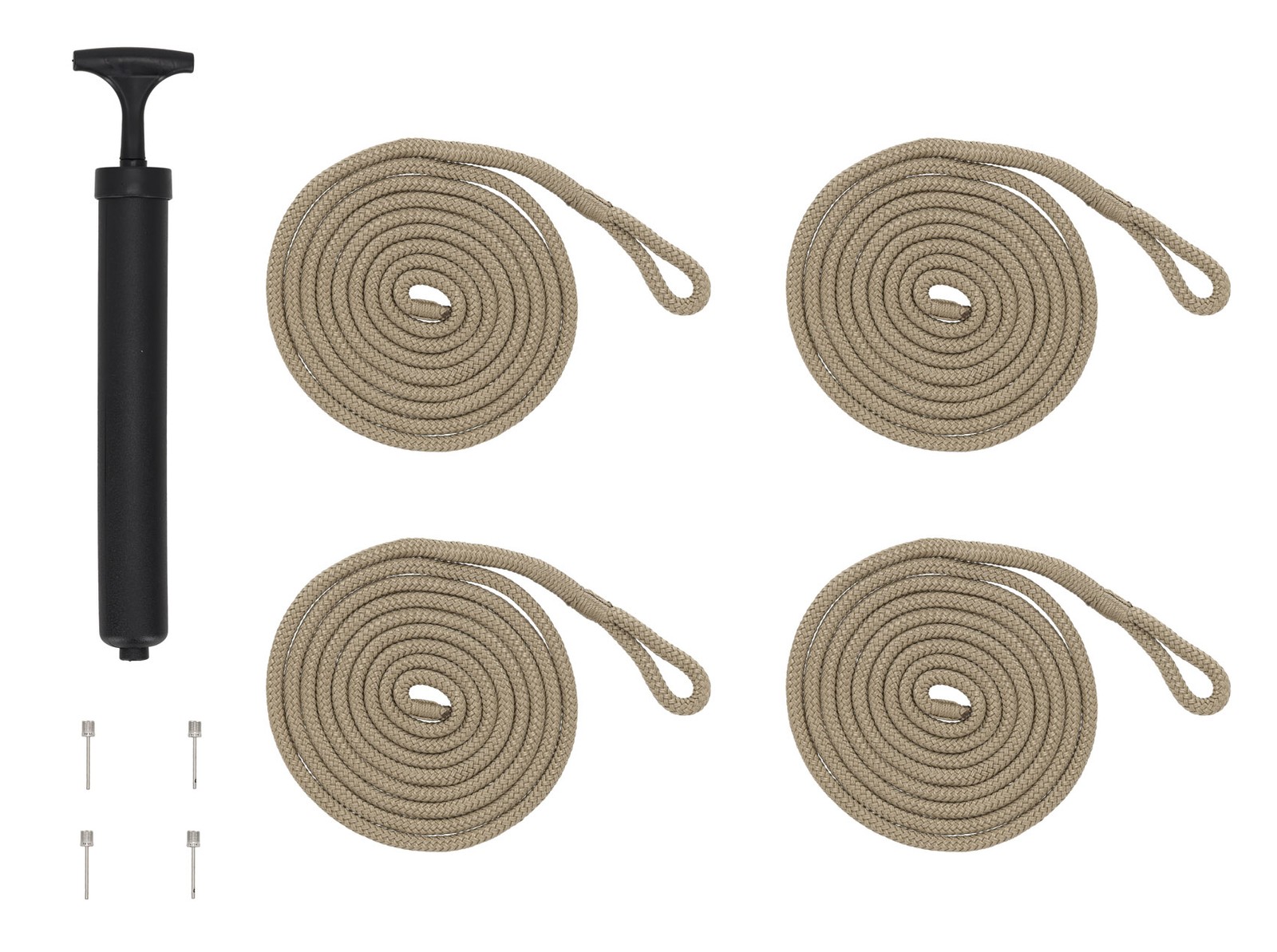 Rockville FEN445-SAND Boat Fender Package 4 Bumpers 4.5″x16″, 4 Lines + Pump