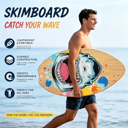Skimboard 35 inch Skim Board for Kids Adults Yellow