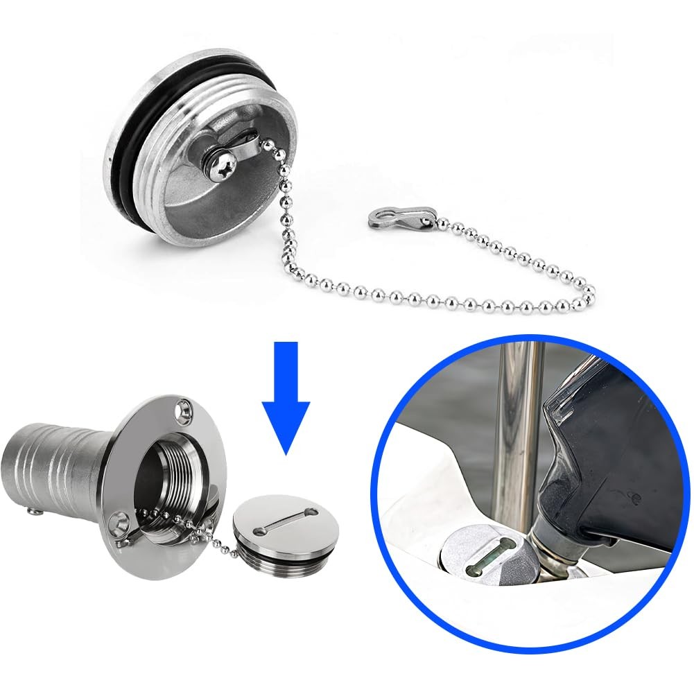 Tiiyee 316 Stainless Steel Boat Fuel Tank Cap 1.73 Silver Marine Gas Cap For