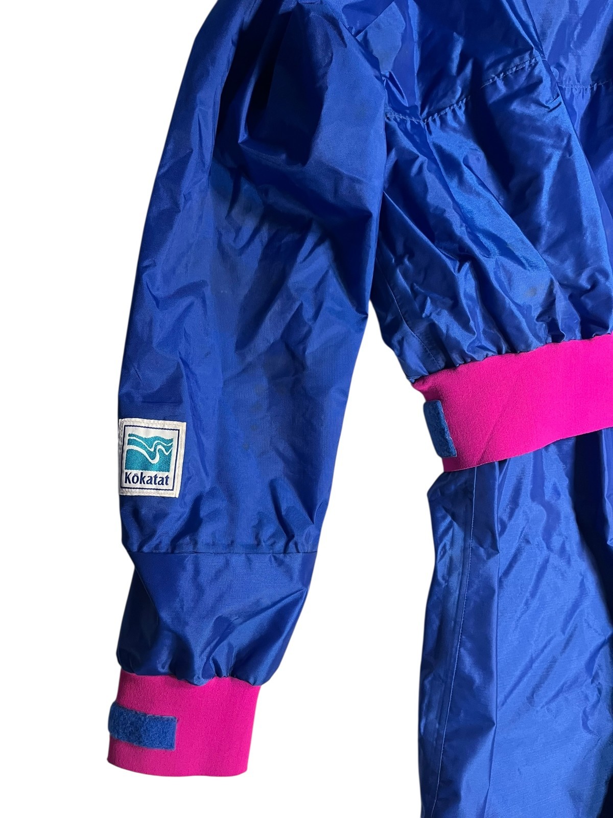 KOKATAT Blue/Pink Waterproof PADDLE DRY SUIT Kayak Windbreaker Spray Jacket Sz L
