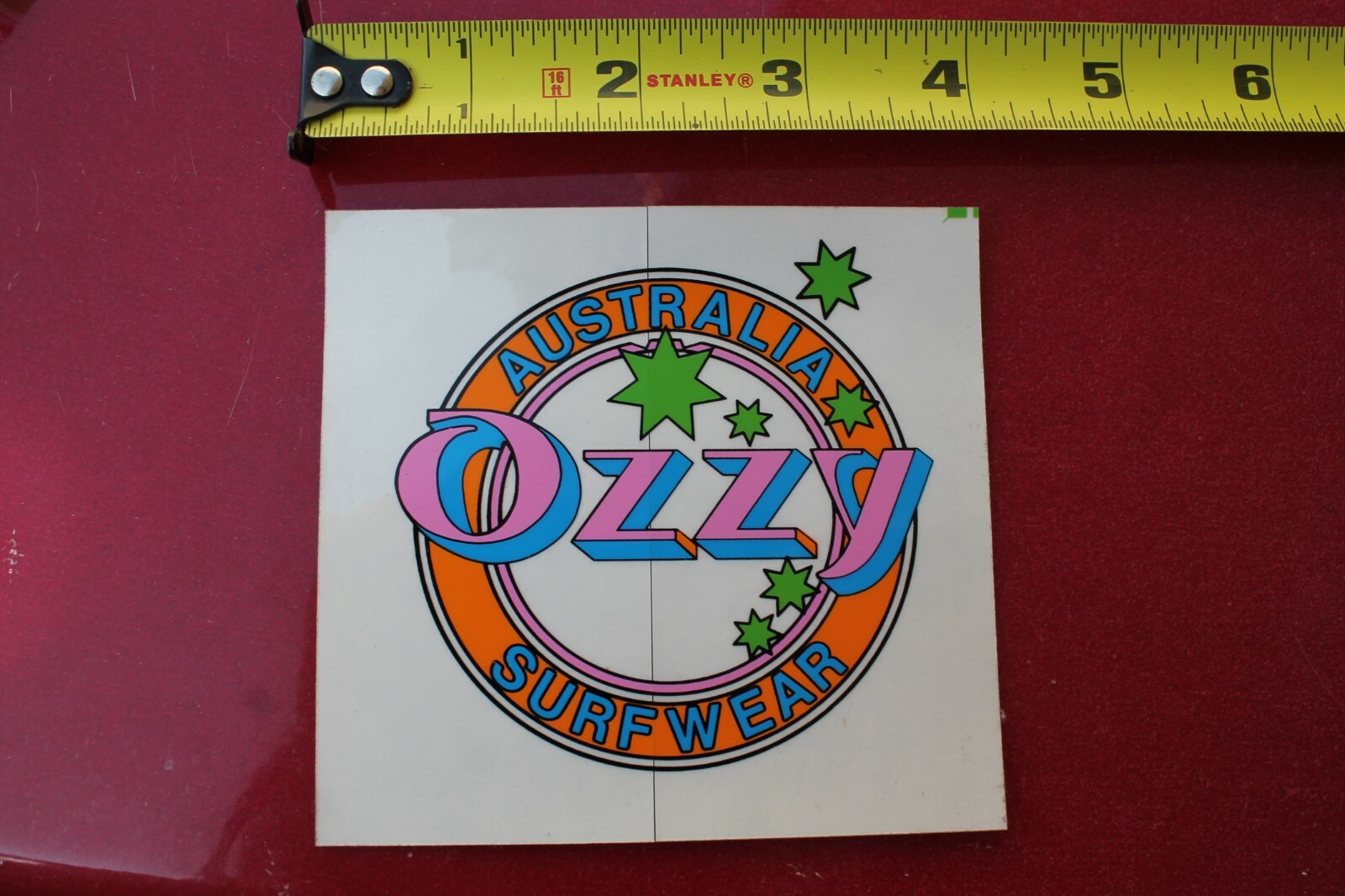 OZZY AUSTRALIA Neon Orange Pink 80’s Clothing Surf Clear Vintage Surfing STICKER