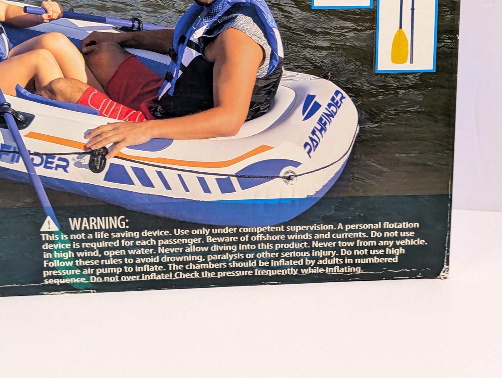 Pathfinder 4 Person Inflatable Raft Boat Pump 2 Oars Kayak River Rafting Beach