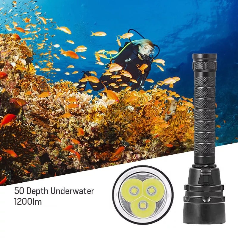 80000 LM Diving Torchlight Scuba Torch Light Underwater 50m Diving Flashlight US