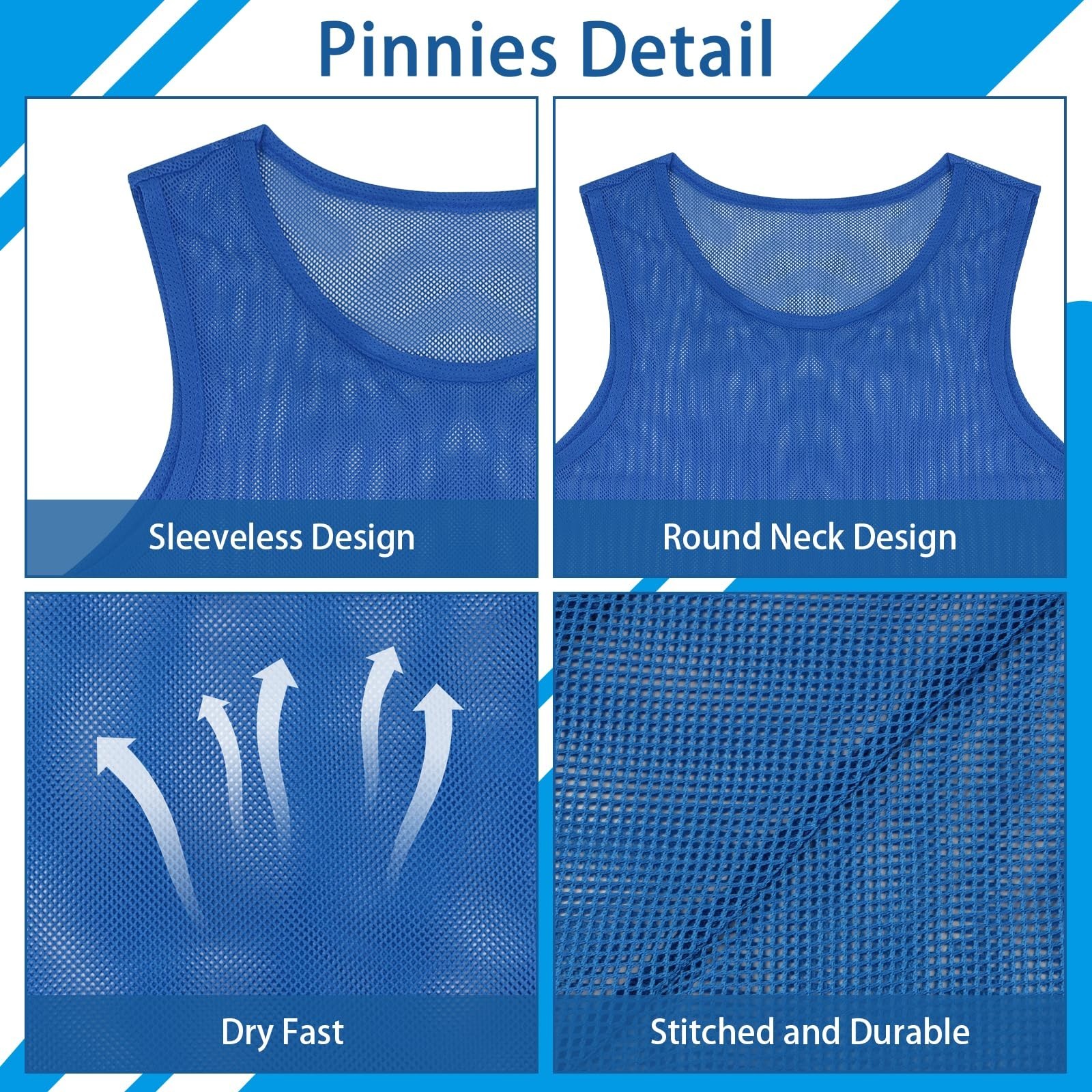 Pinnies, Soccer Pinnies, Mesh Practice Jersey Vest for Sports Adult/Youth Small