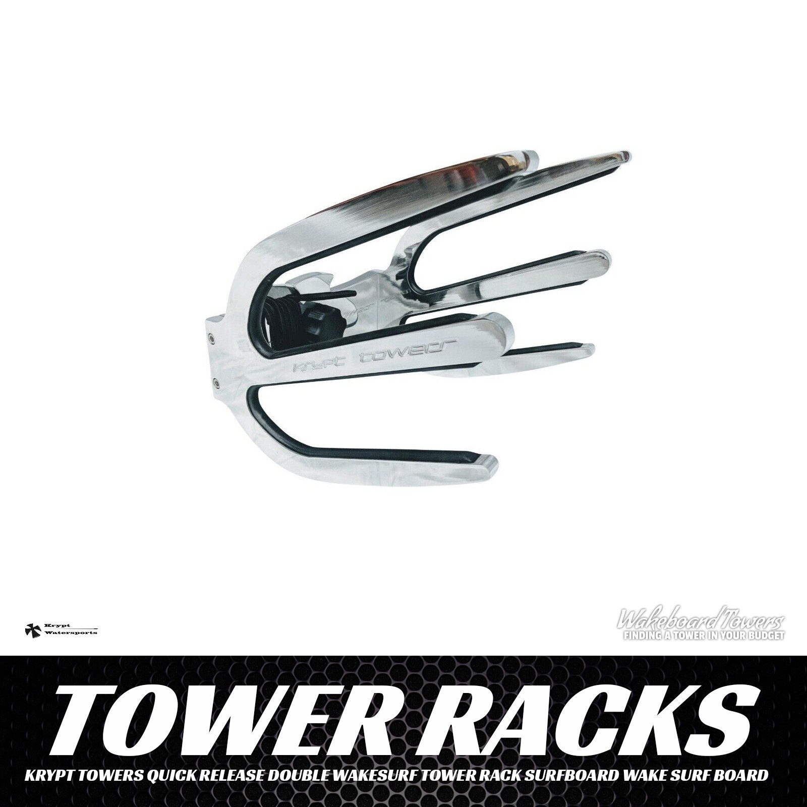 Krypt Towers Quick Release Double Wakesurf Tower Rack Surfboard Wake Surf Board