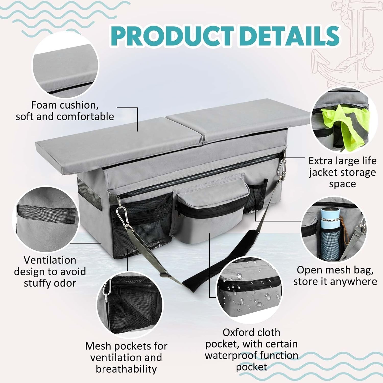 NEW Inflatable Boat Seat Cushion & Underseat Storage Bag Water Resistant