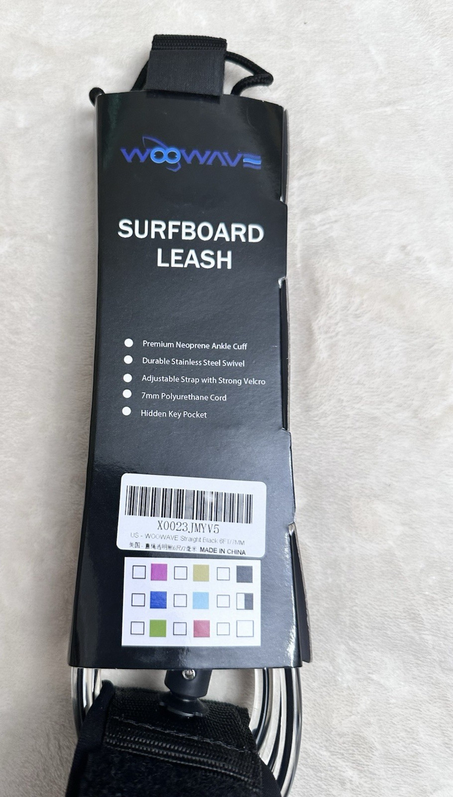 Woowave Surfboard Leash – Black – BRAND NEW