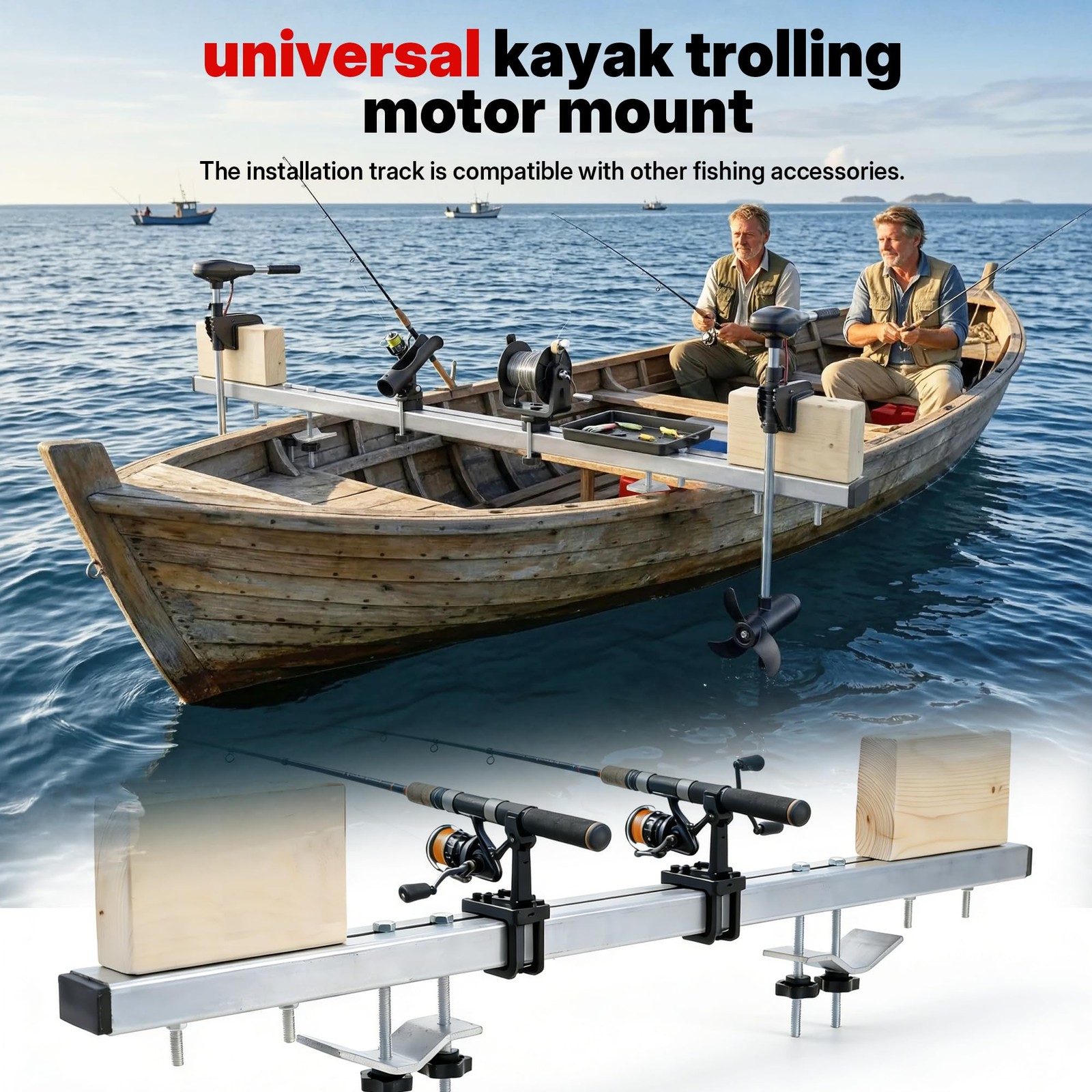 SFNSM Universal Canoe/Kayak Trolling Motor Mount Kit, Heavy Duty Canoe Trolli…