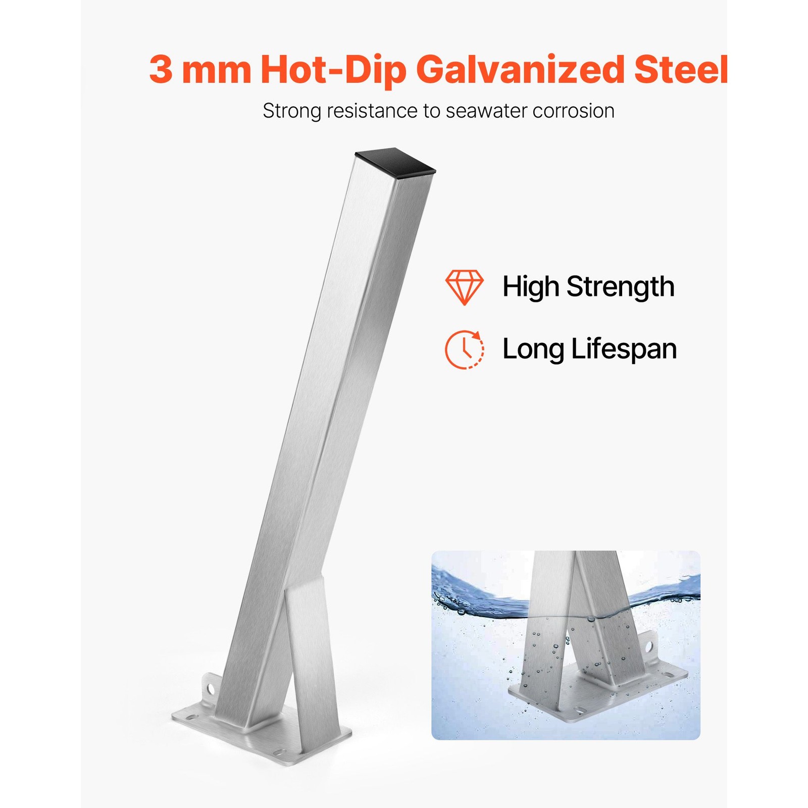 Boat Trailer Winch Stand, 3x3x34 Inch Posts, Galvanized, U – Bolts, for Jet Ski