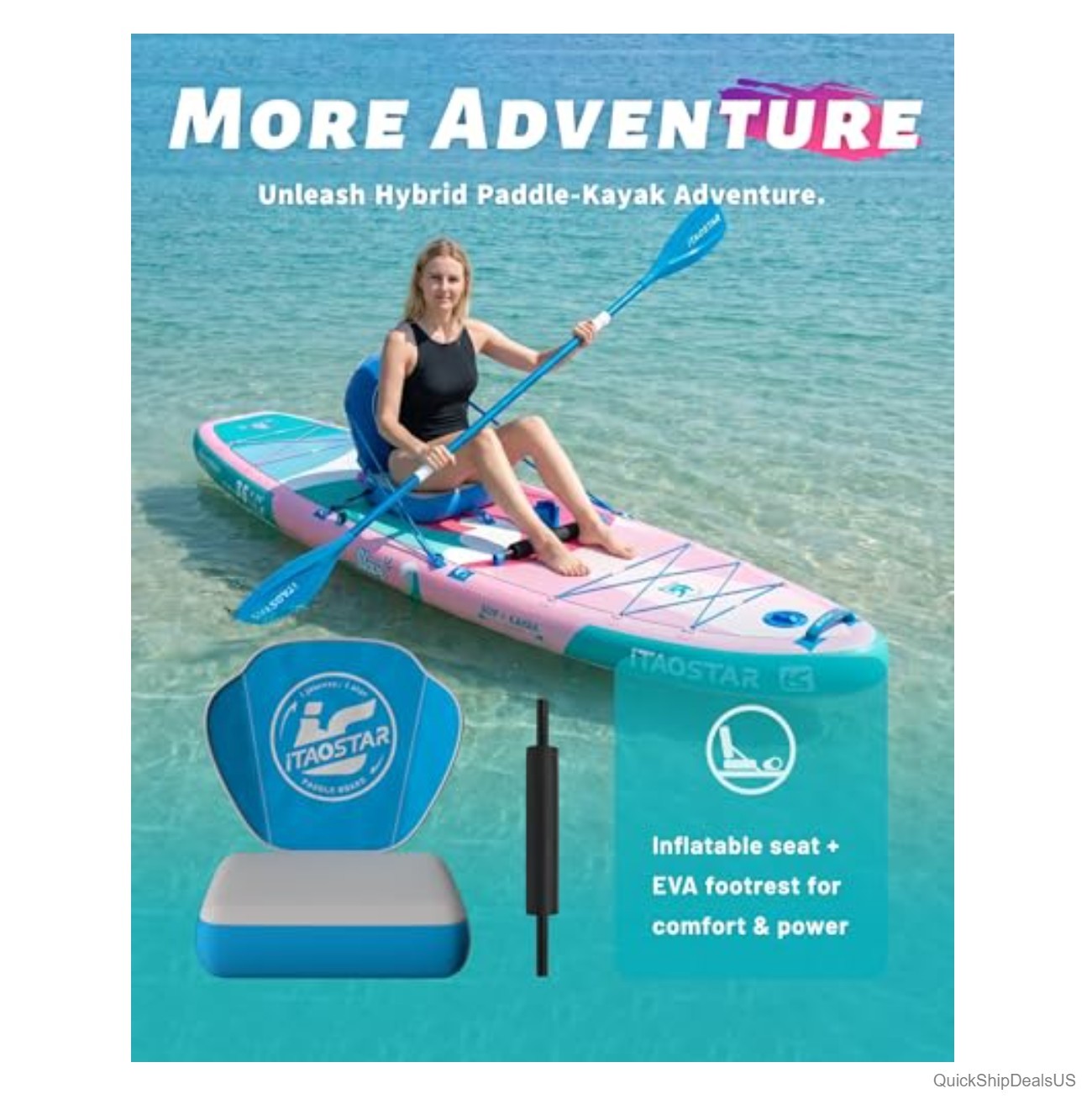 Inflatable Stand Up Paddle Board 11ft 6in 36in Wide 450lbs Kayak Seat Backpack