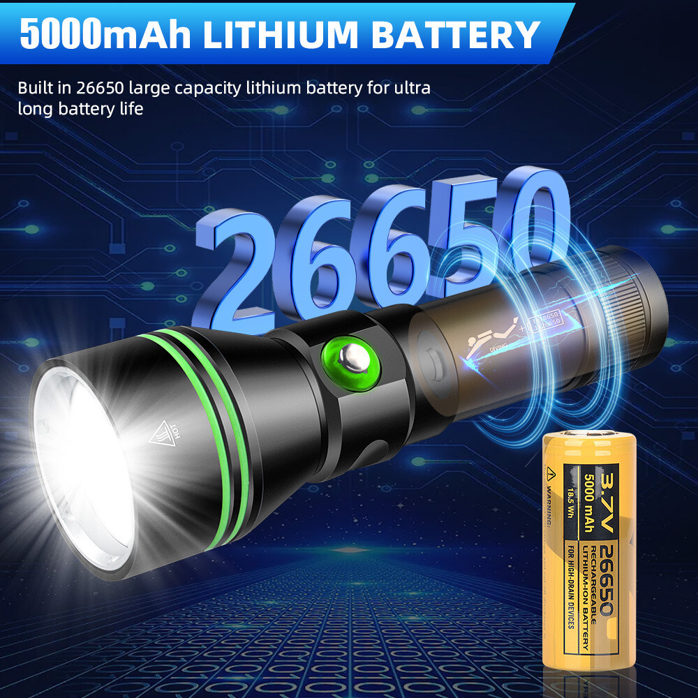 350000LM LED Professional Scuba Diving Light Underwater Flashlight Dive 80m