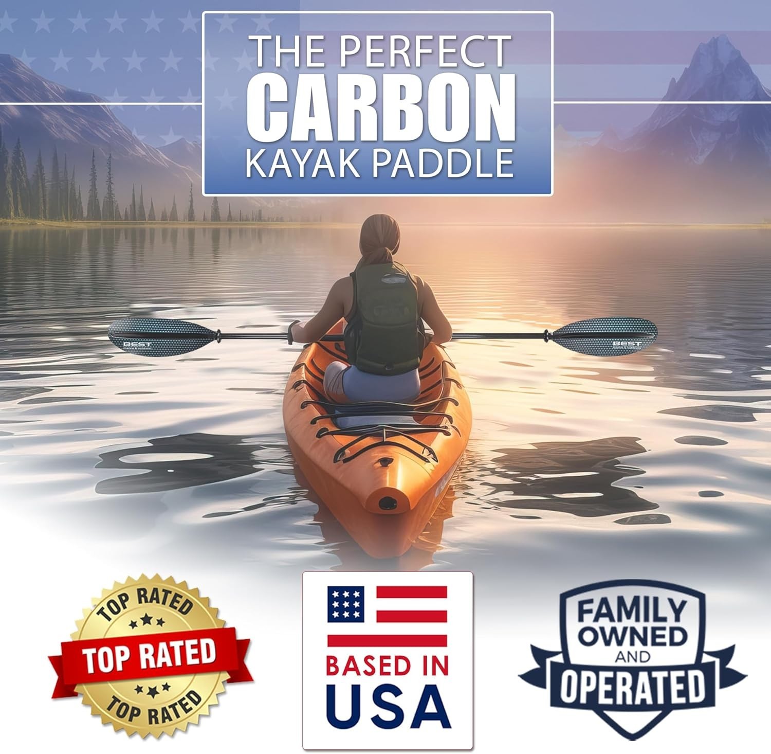 Versatile Carbon Fiber Kayak Paddle for All Skills – Adjustable Feather Angles