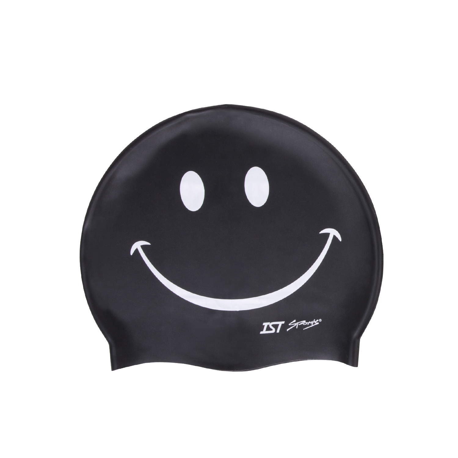 IST Smiley Face Printed 100% Silicone Stretchy Swimming Cap for Adults