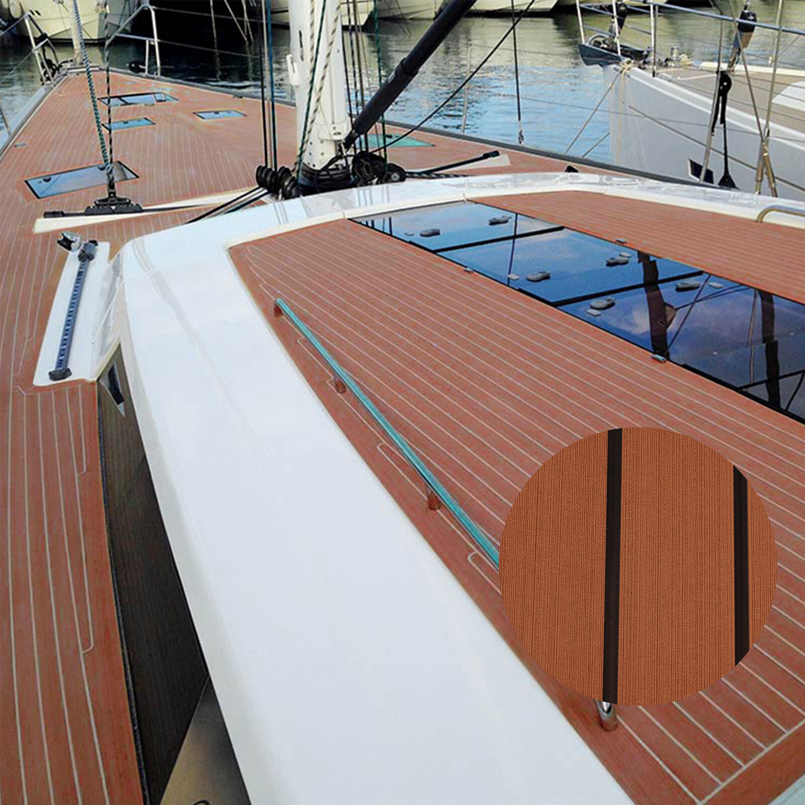 94.5″ X 35.4″ EVA Foam Boat Decking Sheet Mat Faux Teak Marine Yacht Flooring