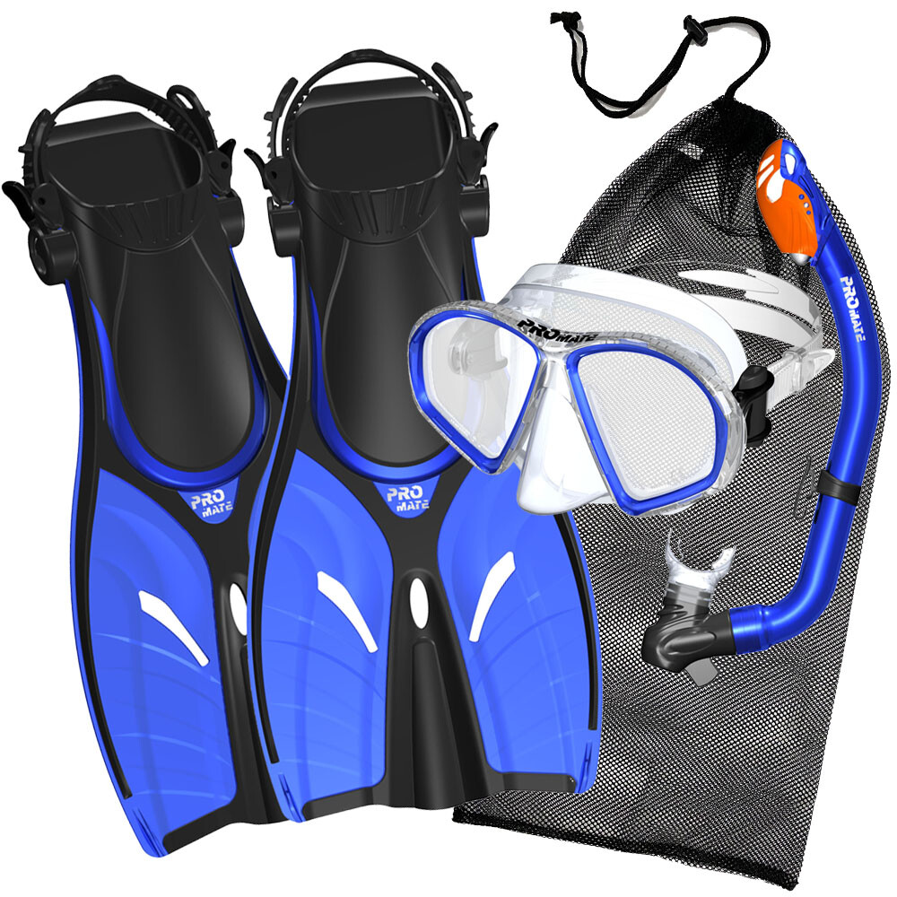 Spectrum Youth Kid Child Snorkeling Mask Fins Dry Snorkel Mesh Bag Dive Gear Set