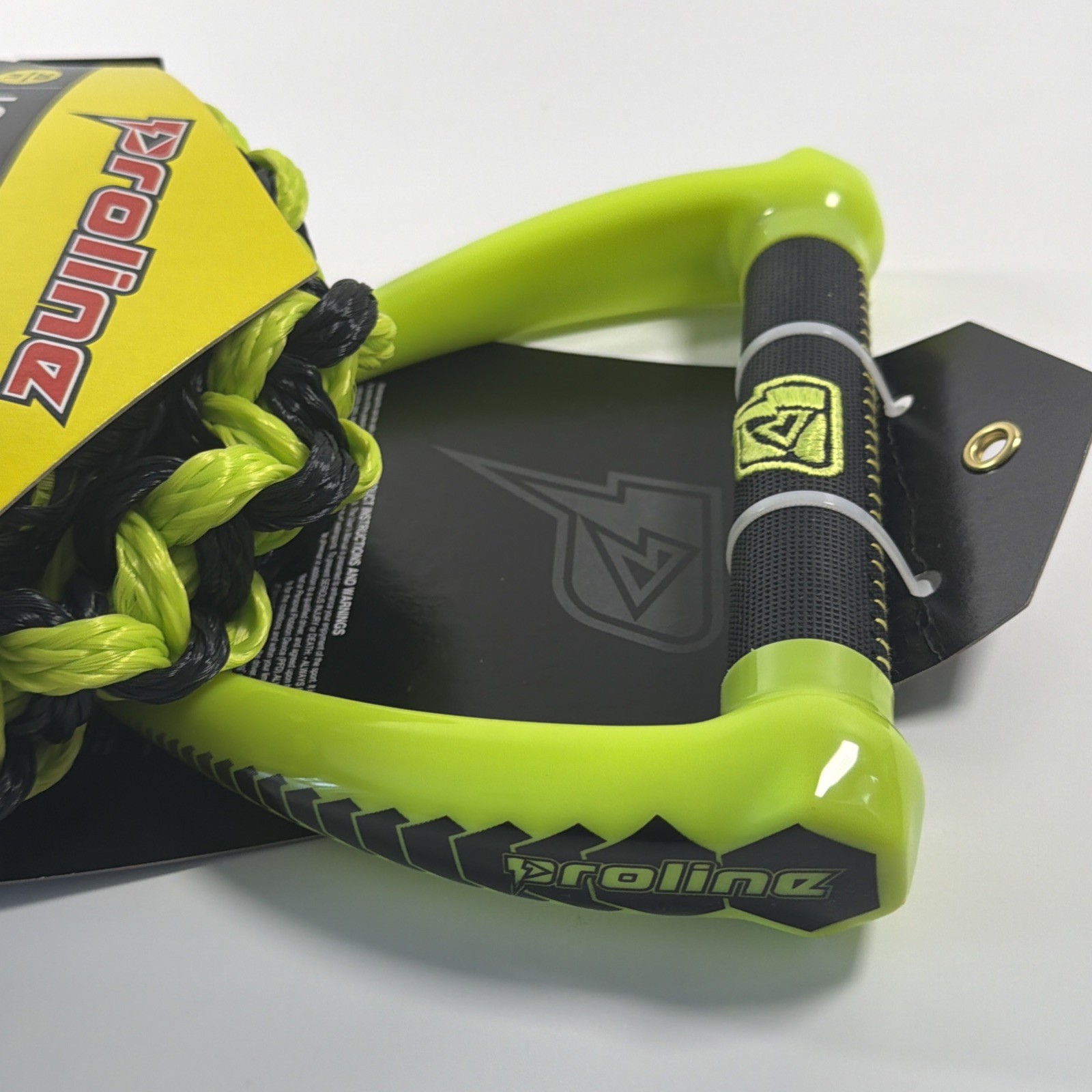 New Proline LG Suede Wake surf Rope Volt Black Yellow 20ft Heavy Handle Boat