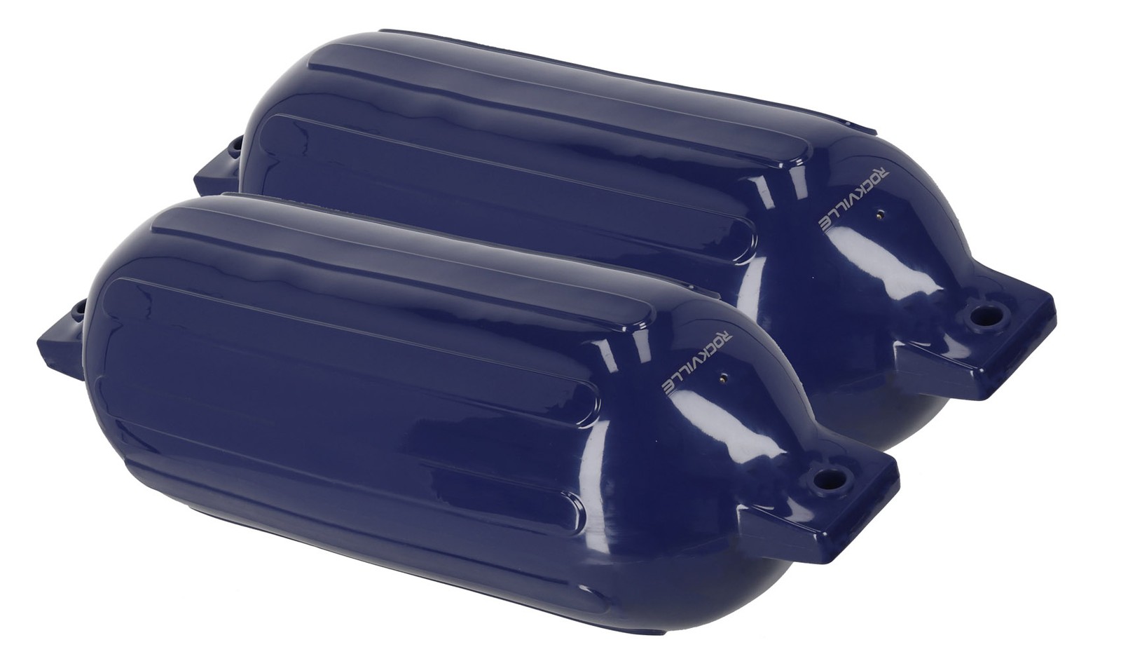 Rockville FEN210-NAVY BLUE Boat Fender Package 2Bumpers 10″x30″,2 Covers,2 Lines