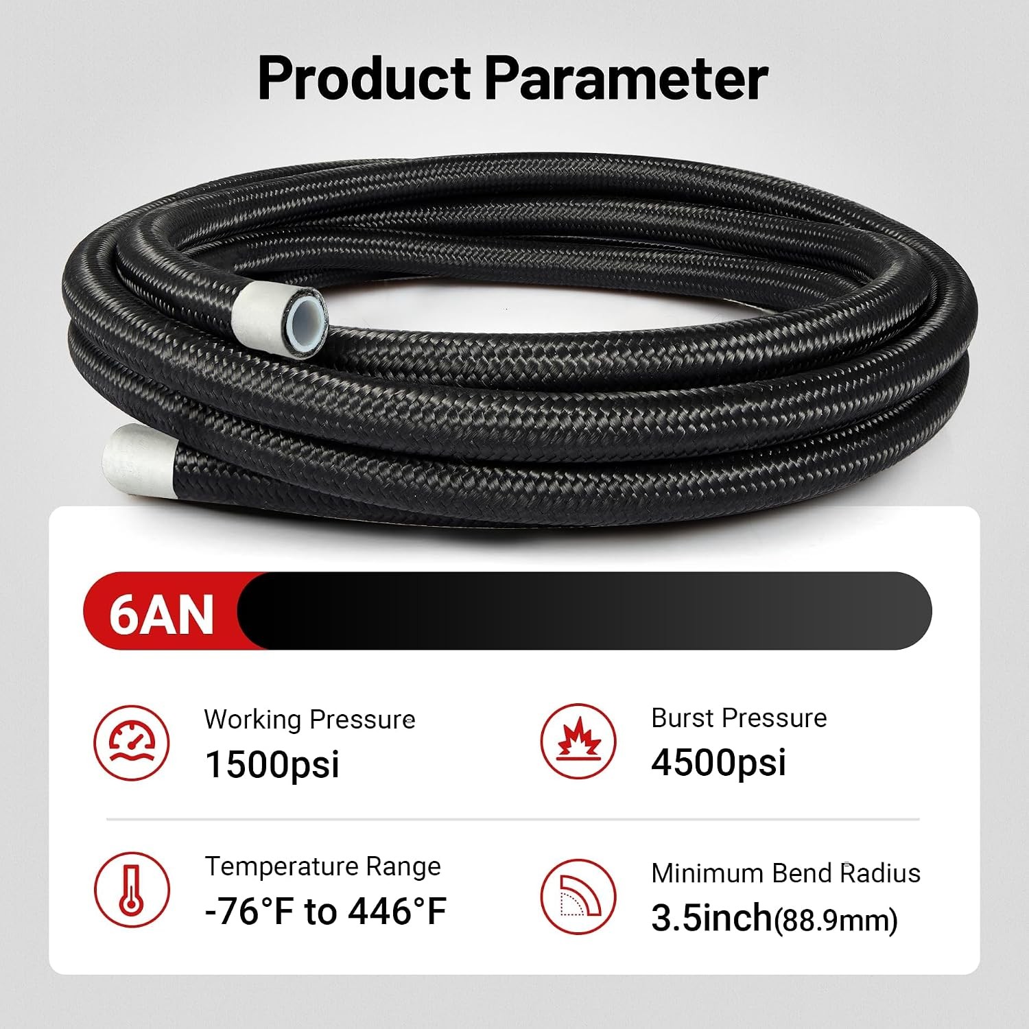 6AN PTFE Fuel Line Kit E85 Nylon Braided Fuel Hose 20FT AN6 PTFE Fuel Line Kit