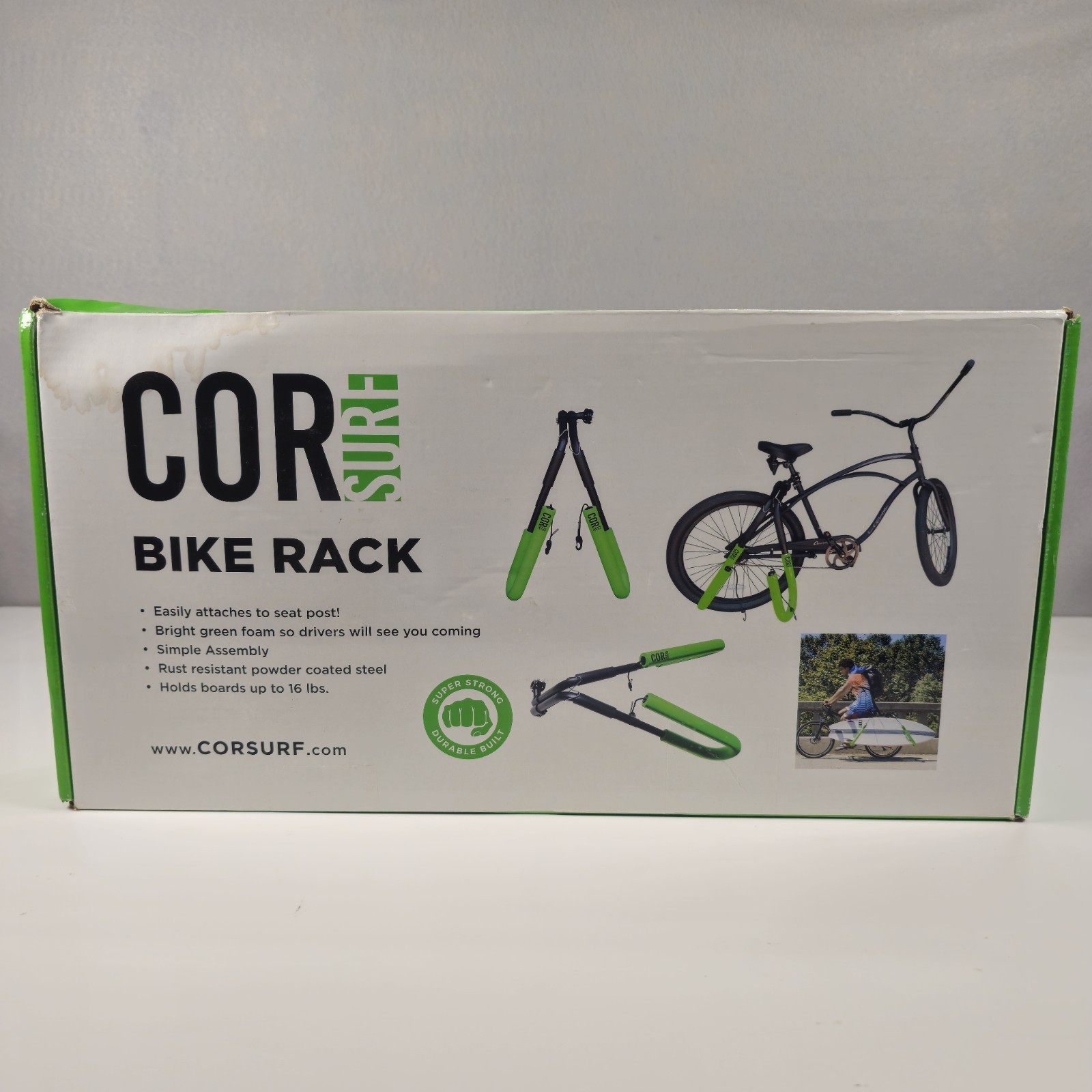 COR Surf Bike Surfboard Rack Seat Post Mount Adjustable Green/Black