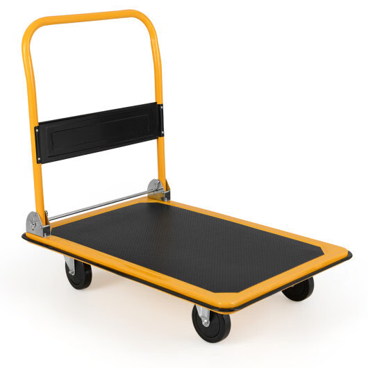 Costway Folding Platform Cart Dolly Hand Truck-Black – Color: Black