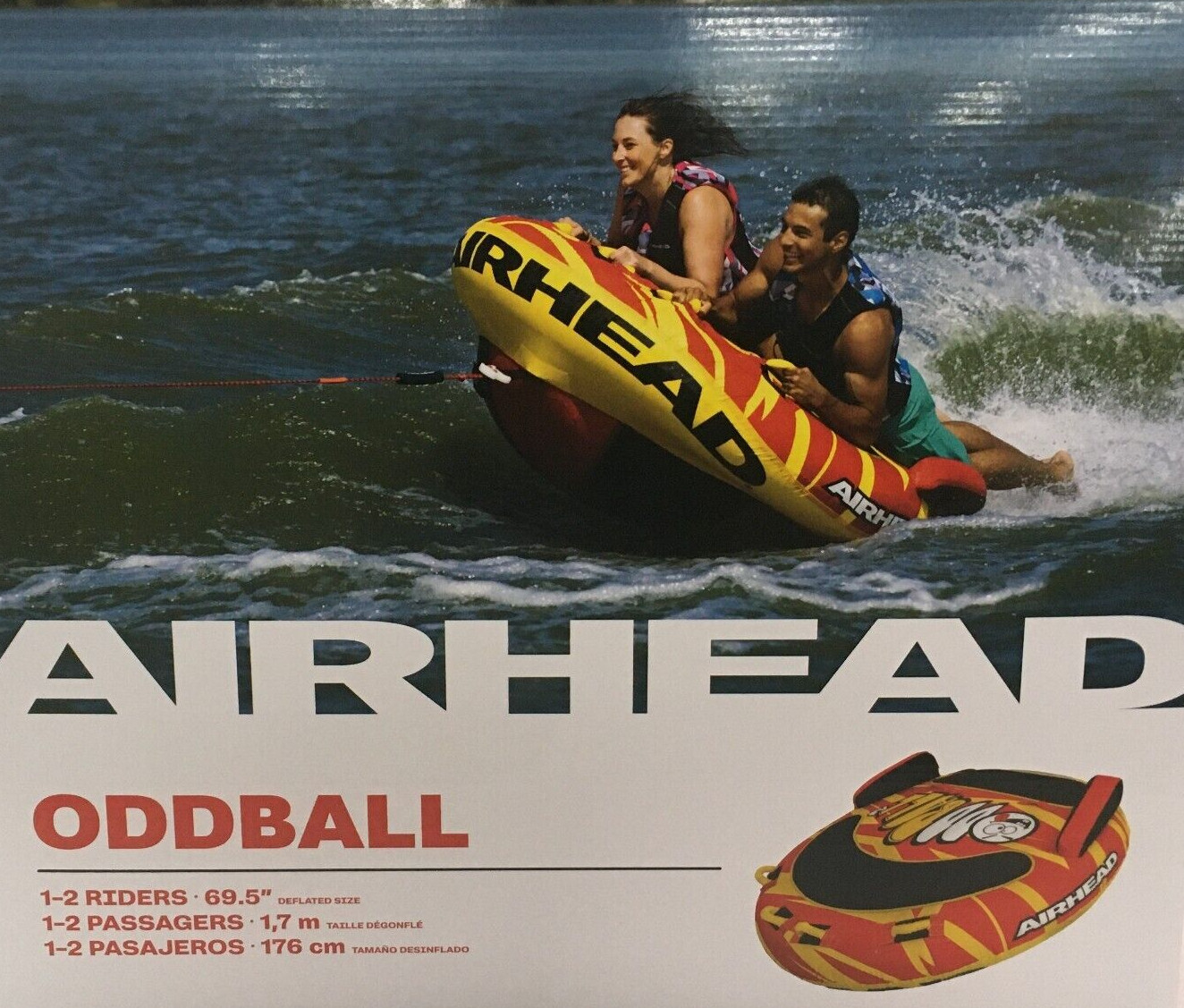 AIRHEAD ODDBALL 2 Person Towable Water Boat Raft For Pool or Lake, AHOB-5320